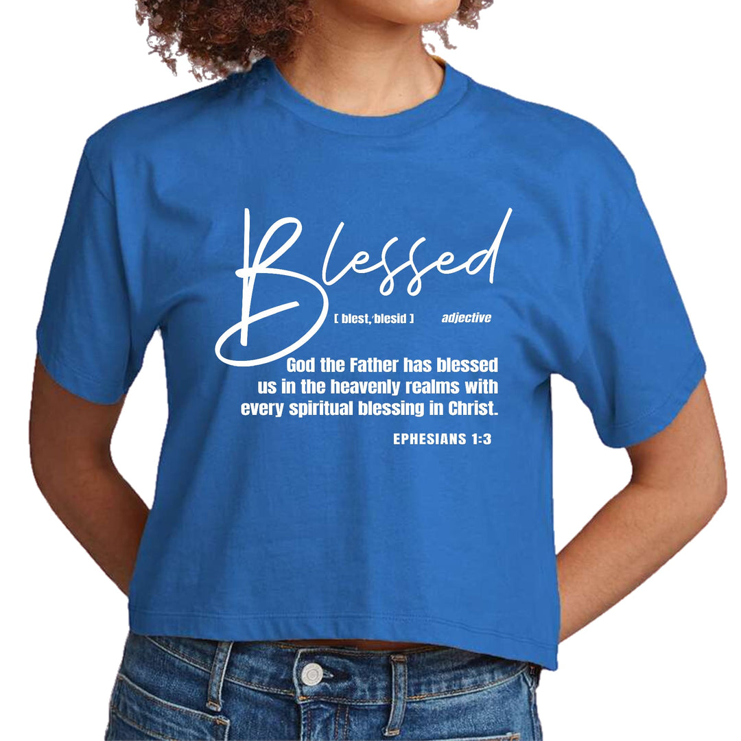 Womens Cropped Graphic T-shirt Blessed in Christ - Womens | T-Shirts | Cropped