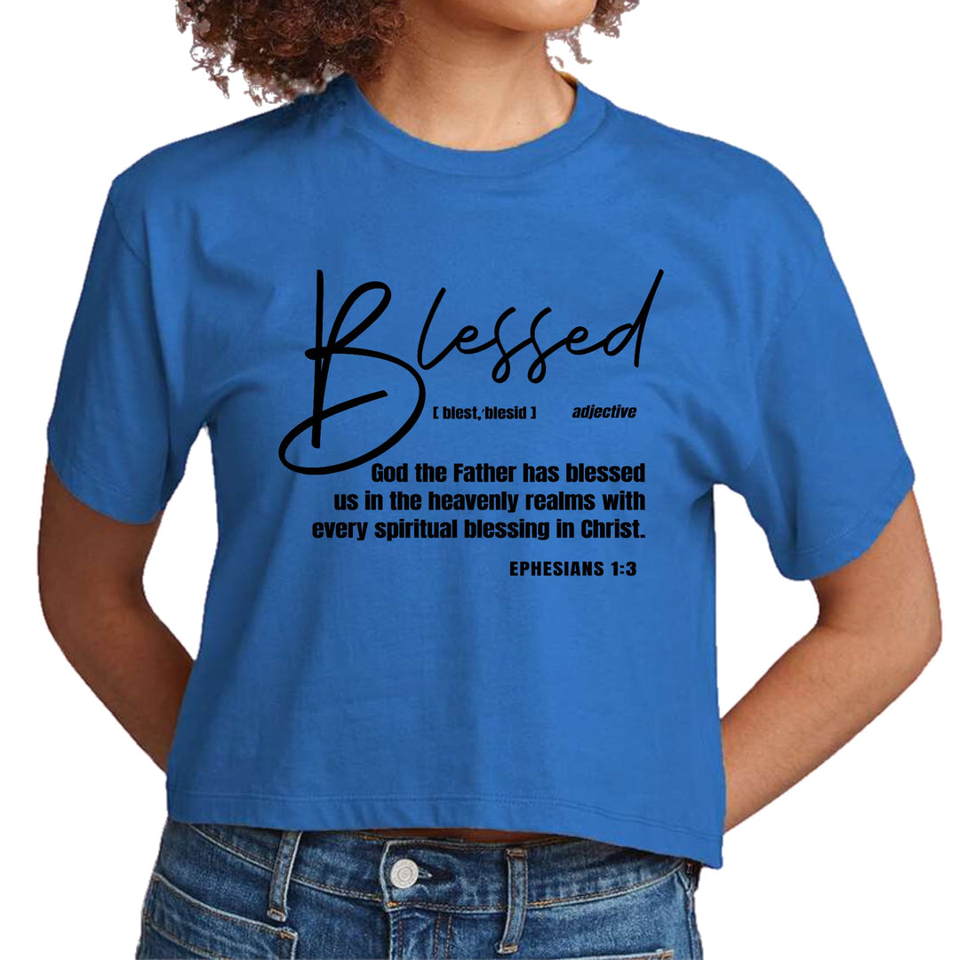 Womens Cropped Graphic T-shirt - Blessed in Christ - Womens | T-Shirts | Cropped