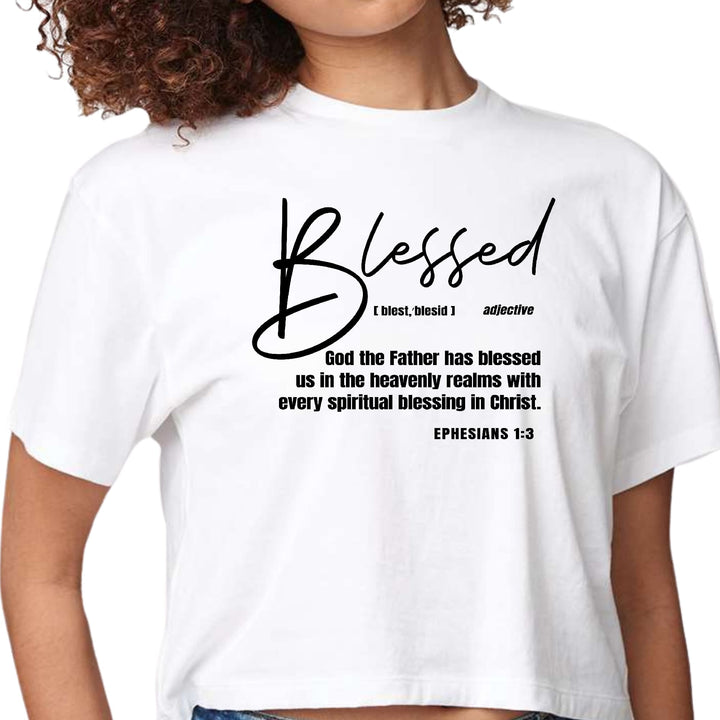 Womens Cropped Graphic T-shirt Ephesians - Blessed with Every - Womens