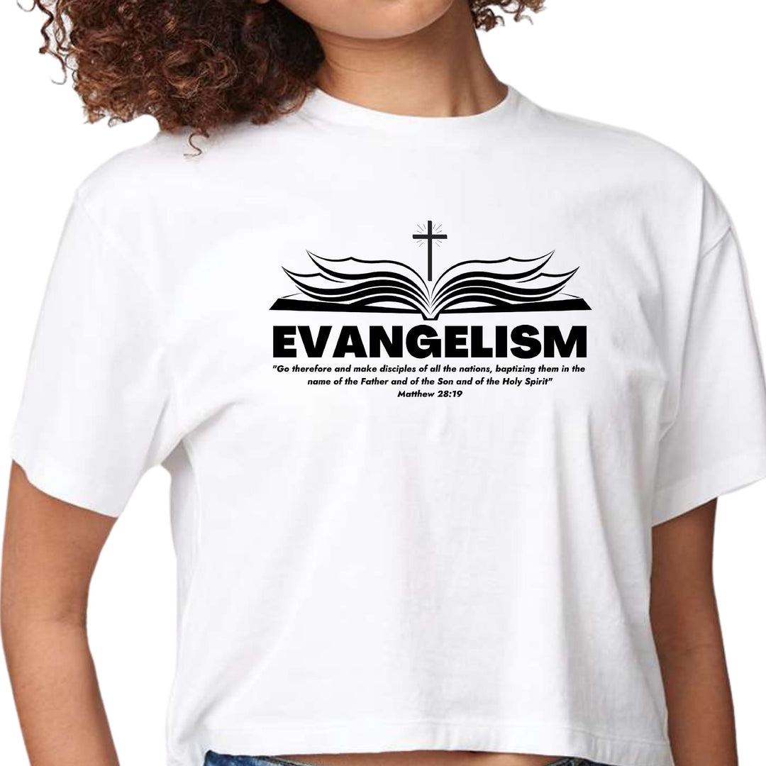 Womens Cropped Graphic T-shirt Evangelism - Go Therefore and Make - Womens