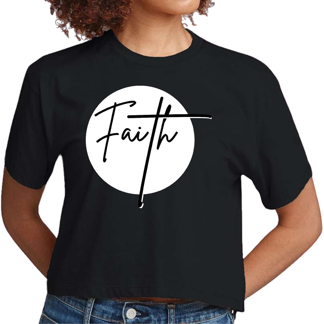 Womens Cropped Graphic T-shirt Faith Print - Womens | T-Shirts | Cropped