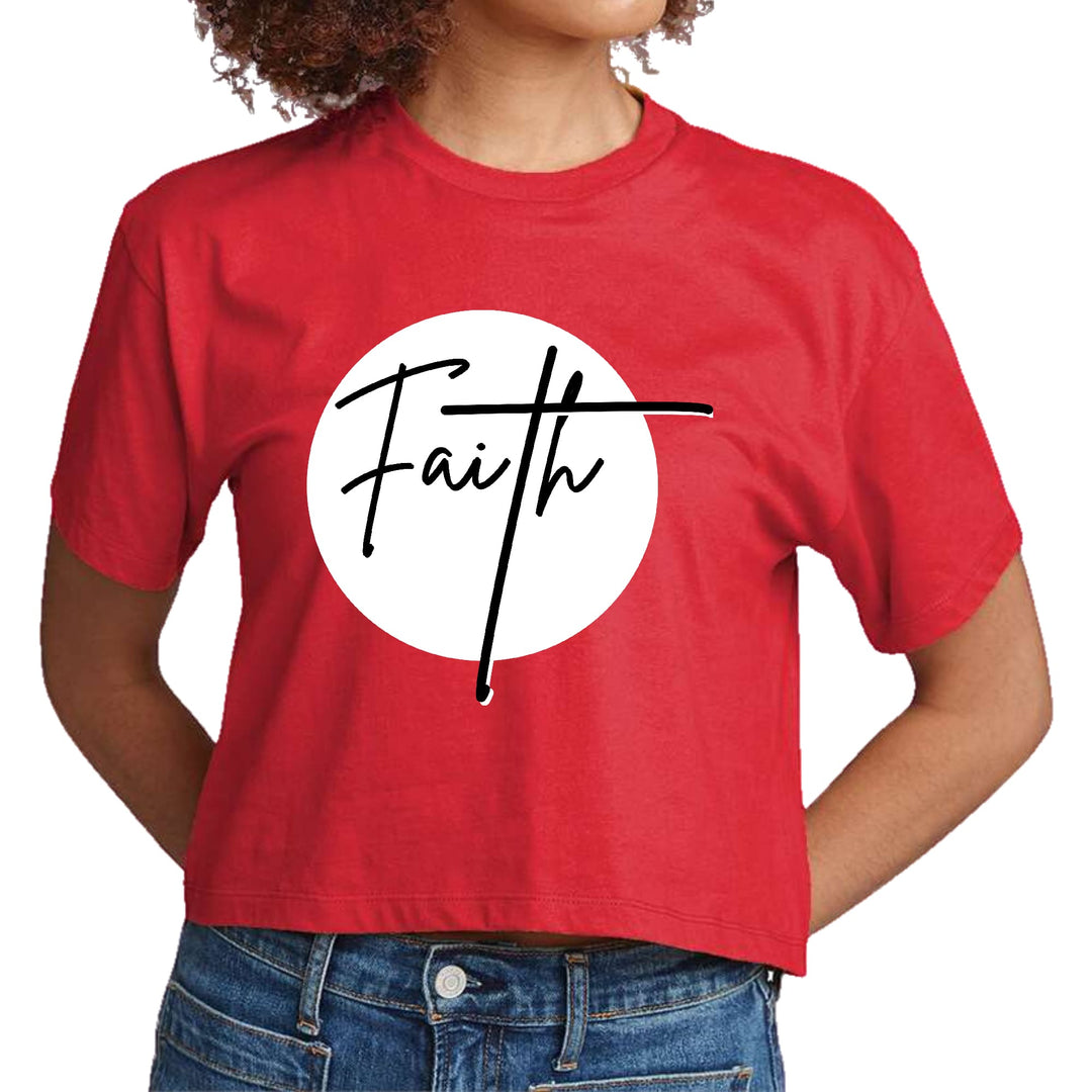 Womens Cropped Graphic T-shirt Faith Print - Womens | T-Shirts | Cropped