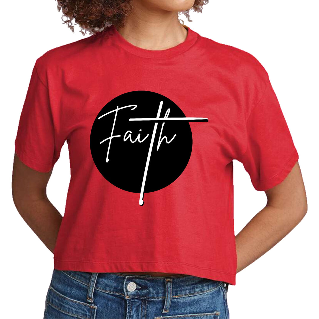 Womens Cropped Graphic T-shirt Faith Print - Womens | T-Shirts | Cropped