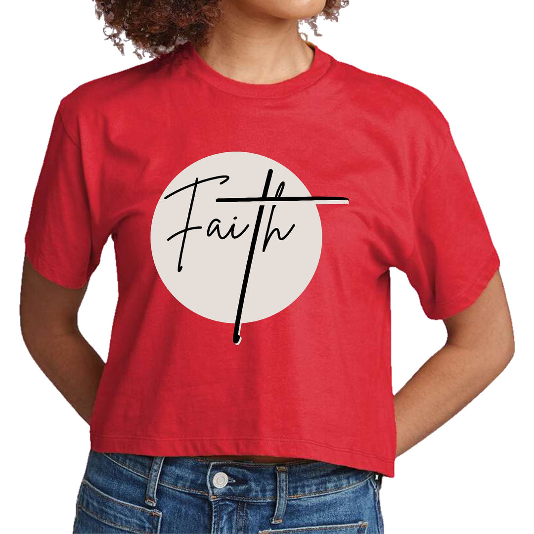 Womens Cropped Graphic T-shirt - Faith Print - Womens | T-Shirts | Cropped