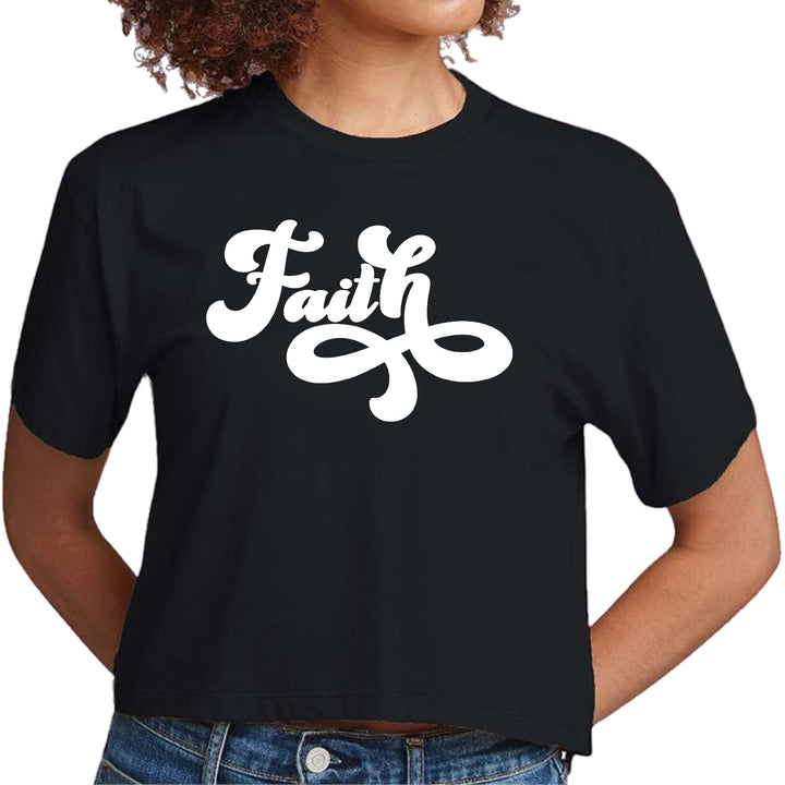 Womens Cropped Graphic T-shirt Faith Script Illustration - Womens | T-Shirts