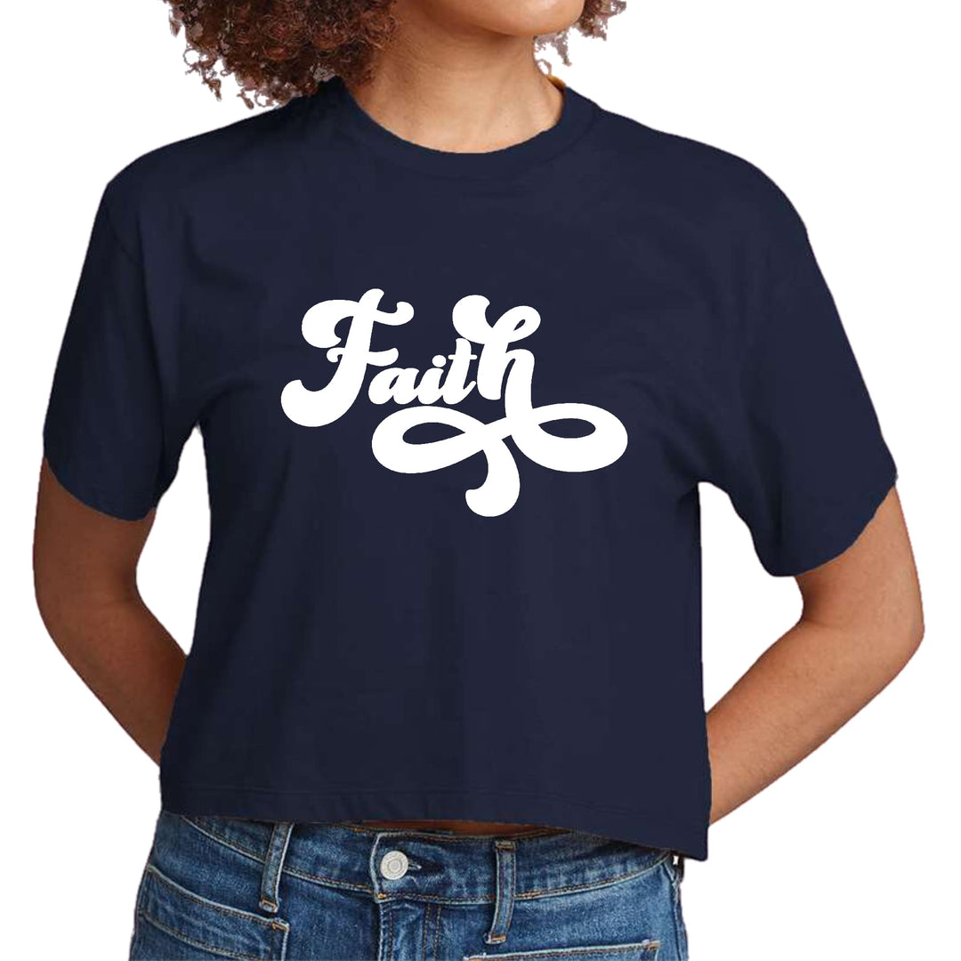 Womens Cropped Graphic T-shirt Faith Script Illustration - Womens | T-Shirts