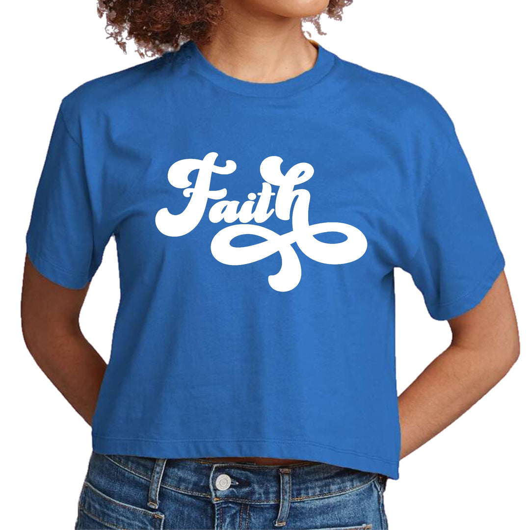 Womens Cropped Graphic T-shirt Faith Script Illustration - Womens | T-Shirts