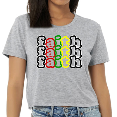 Womens Cropped Graphic T-shirt Faith Stack Multicolor Black - Womens | T-Shirts