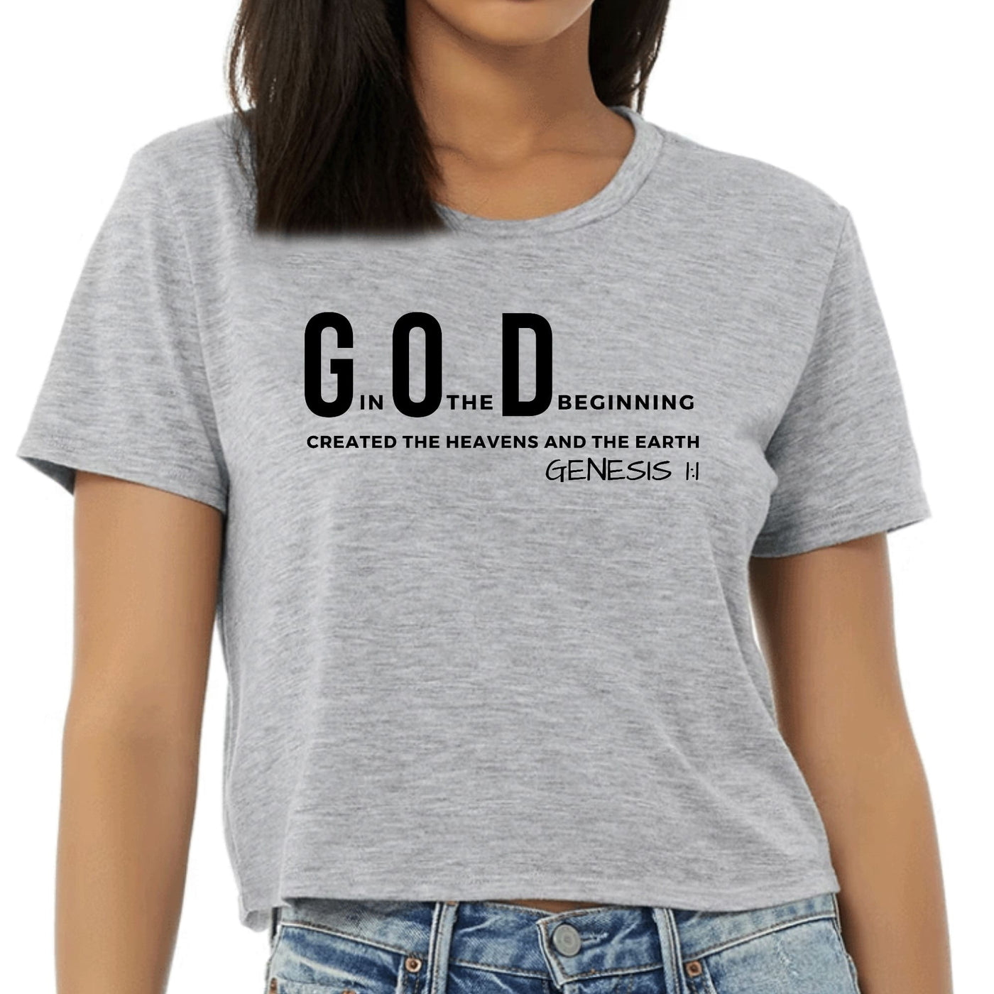 Womens Cropped Graphic T-shirt God In The Beginning Print - Womens | T-Shirts