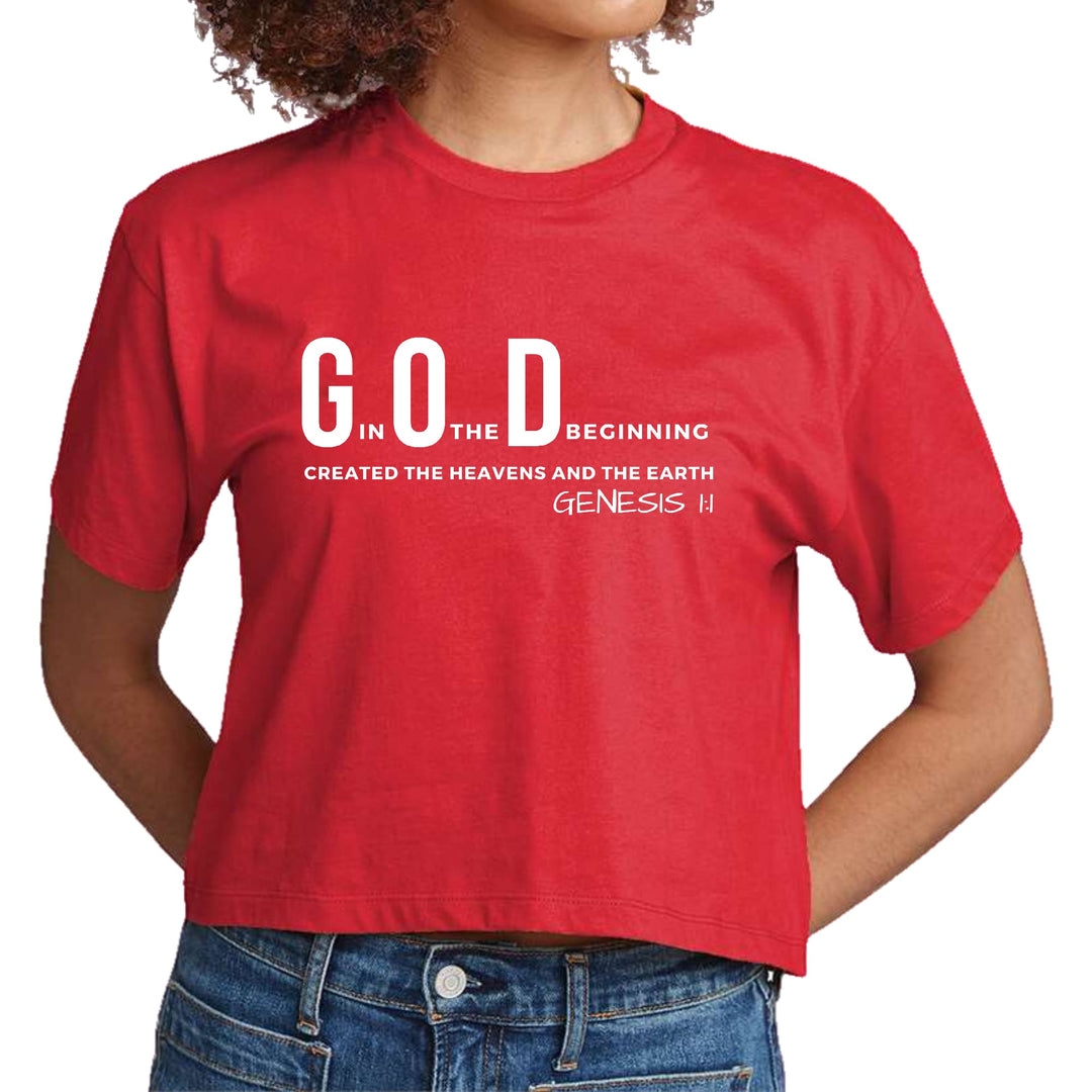 Womens Cropped Graphic T-shirt God in the Beginning Print - Womens | T-Shirts