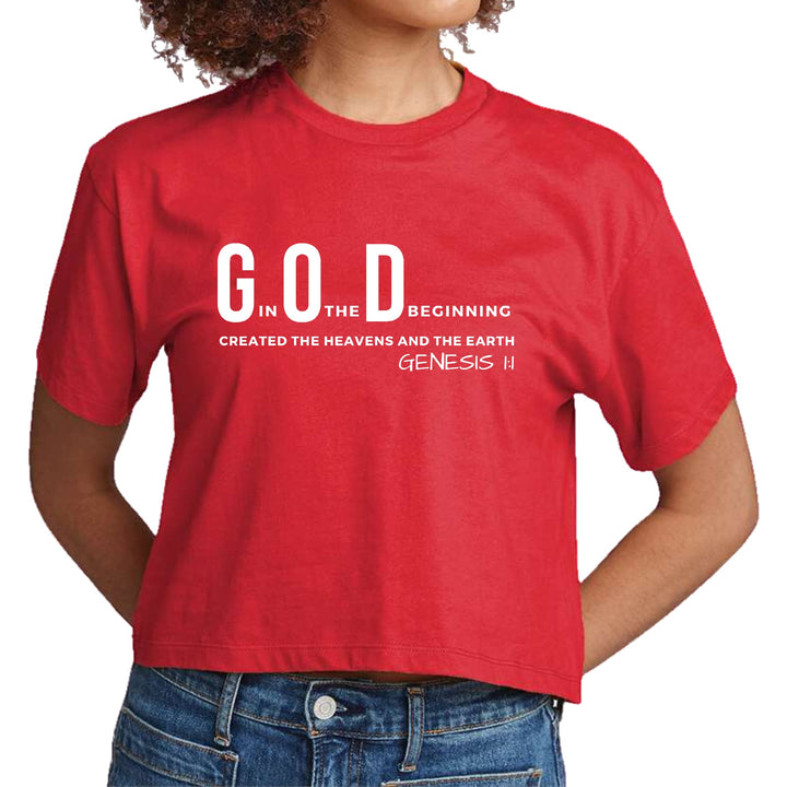 Womens Cropped Graphic T-shirt God in the Beginning Print - Womens | T-Shirts