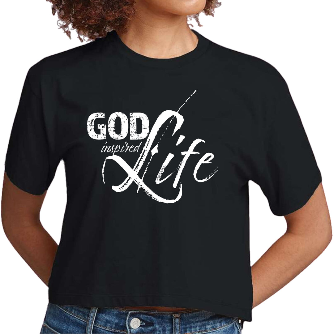 Womens Cropped Graphic T-shirt God Inspired Life - Womens | T-Shirts | Cropped