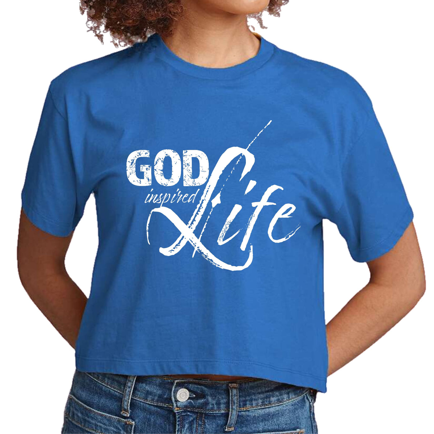 Womens Cropped Graphic T-shirt God Inspired Life - Womens | T-Shirts | Cropped