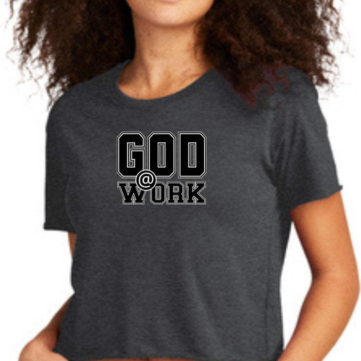 Womens Cropped Graphic T-shirt God @ Work Print - Womens | T-Shirts | Cropped