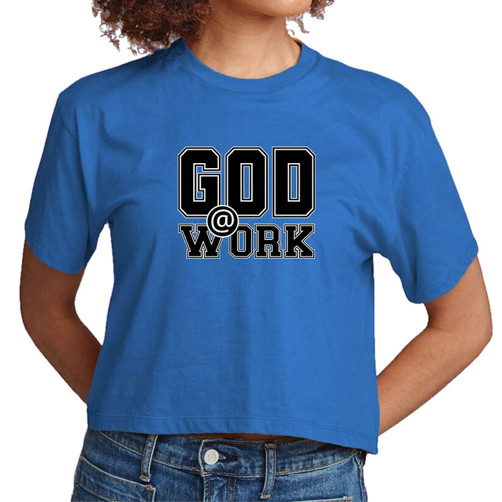 Womens Cropped Graphic T-shirt God @ Work Print - Womens | T-Shirts | Cropped