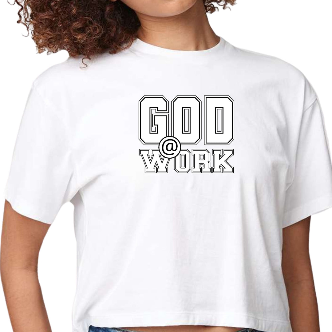 Womens Cropped Graphic T-shirt God @ Work Print - Womens | T-Shirts | Cropped