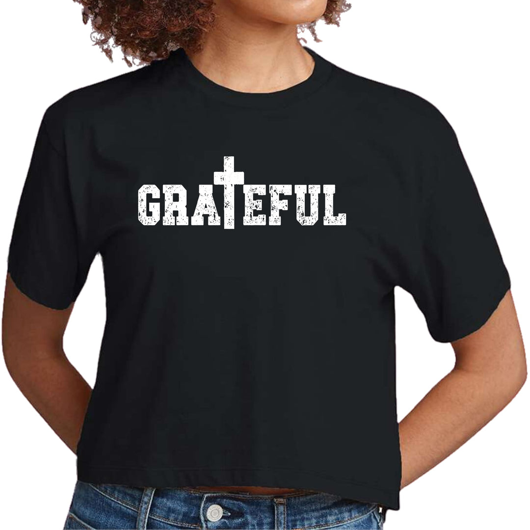 Womens Cropped Graphic T-shirt Grateful Print - Womens | T-Shirts | Cropped