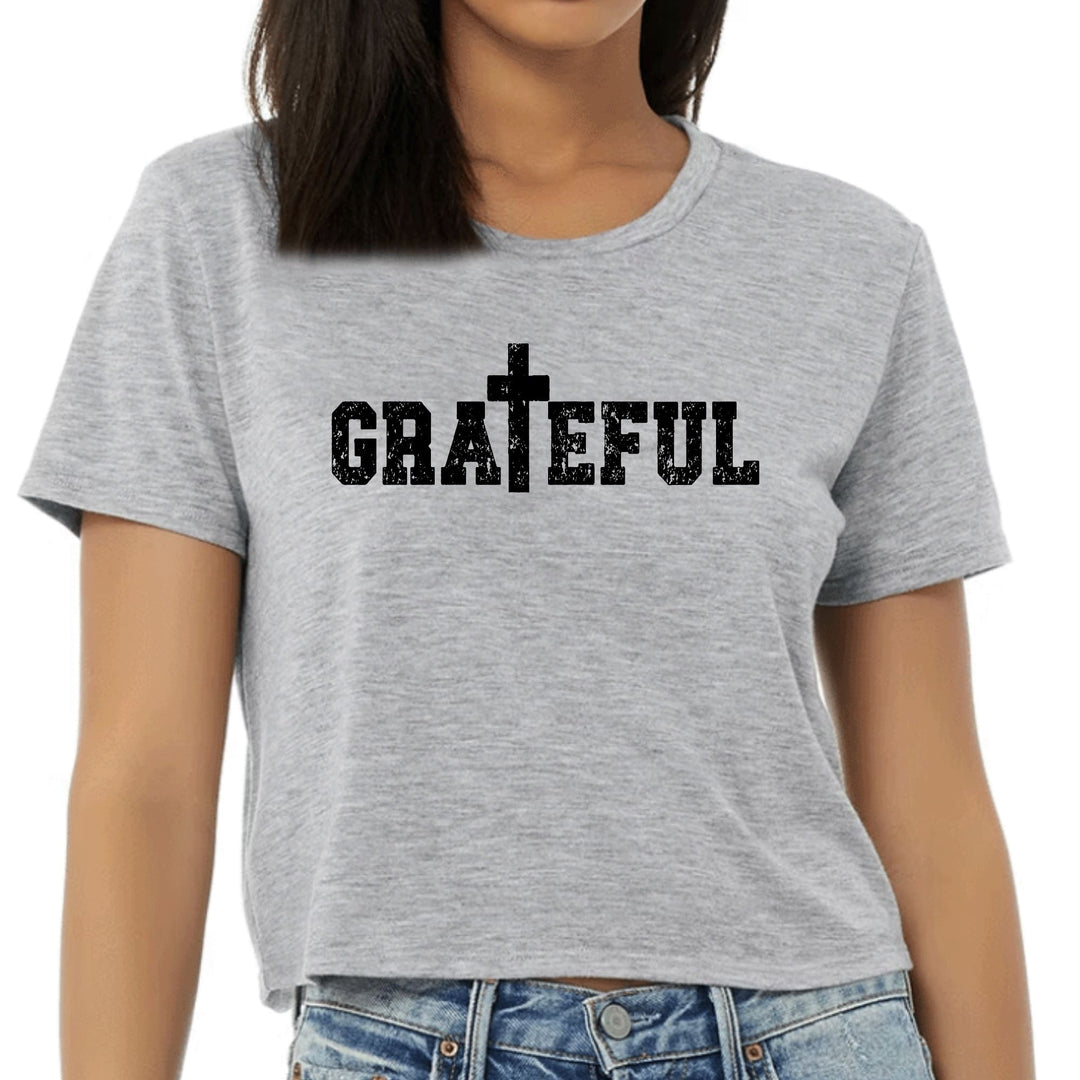 Womens Cropped Graphic T-shirt Grateful Print - Womens | T-Shirts | Cropped