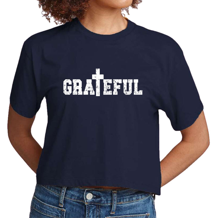 Womens Cropped Graphic T-shirt Grateful Print - Womens | T-Shirts | Cropped