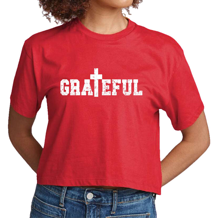 Womens Cropped Graphic T-shirt Grateful Print - Womens | T-Shirts | Cropped