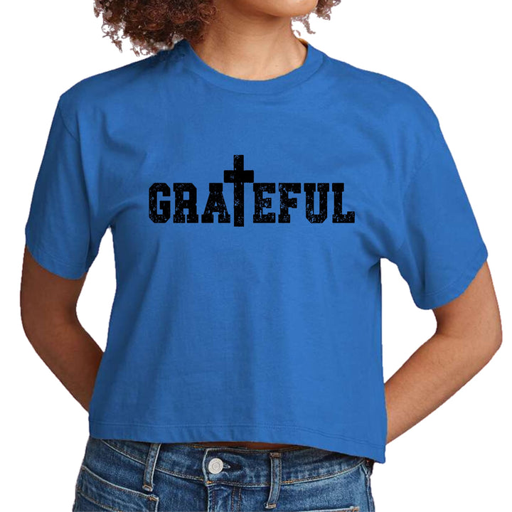 Womens Cropped Graphic T-shirt Grateful Print - Womens | T-Shirts | Cropped