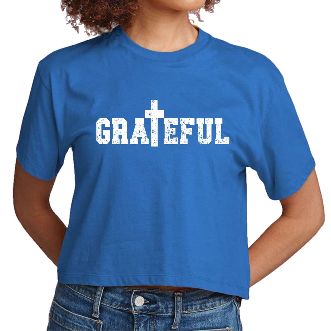 Womens Cropped Graphic T-shirt Grateful Print - Womens | T-Shirts | Cropped