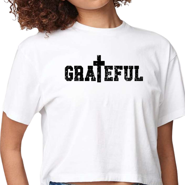 Womens Cropped Graphic T-shirt Grateful Print - Womens | T-Shirts | Cropped