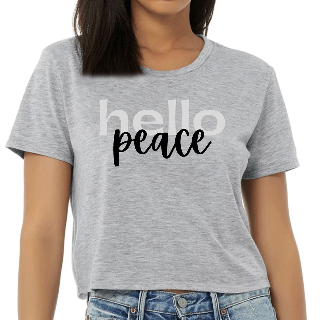 Womens Cropped Graphic T-shirt Hello Peace Motivational Peaceful - Womens