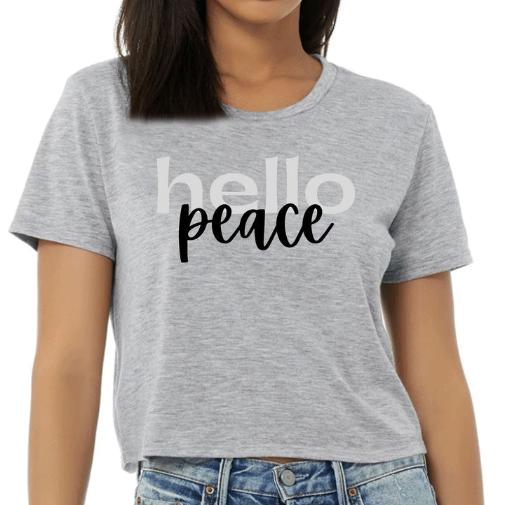 Womens Cropped Graphic T-shirt Hello Peace Motivational Peaceful - Womens