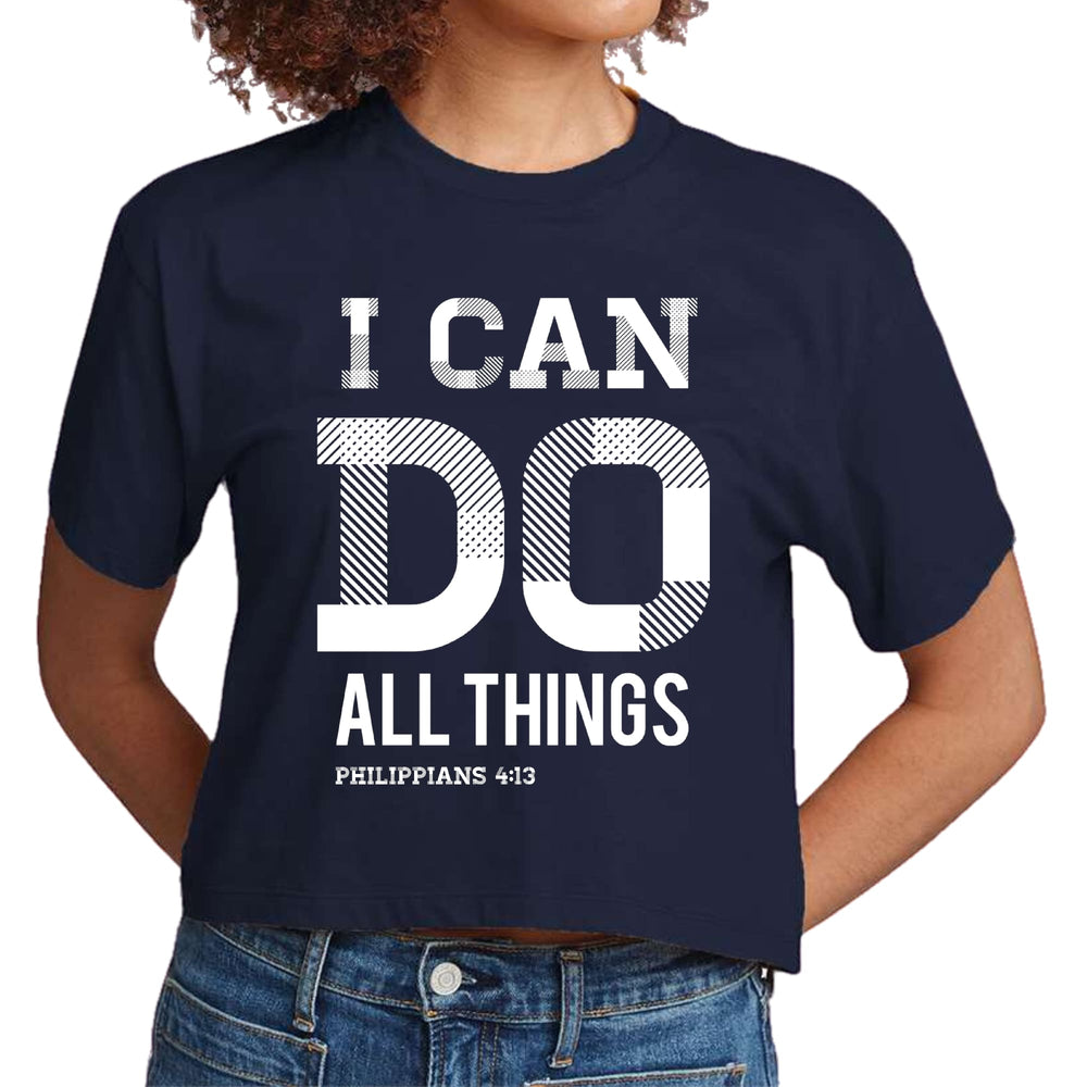 Womens Cropped Graphic T-shirt i can do All Things Philippians 4:13 - Womens