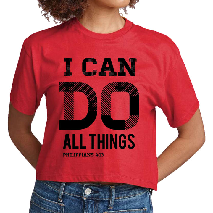 Womens Cropped Graphic T-shirt i can do All Things Philippians 4:13 - Womens