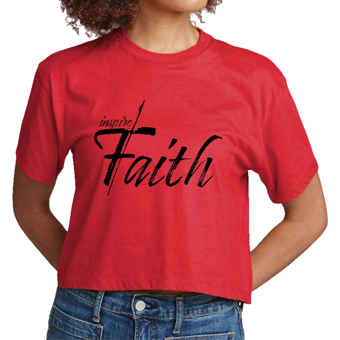 Womens Cropped Graphic T-shirt - Inspire Faith Black Print - Womens | T-Shirts