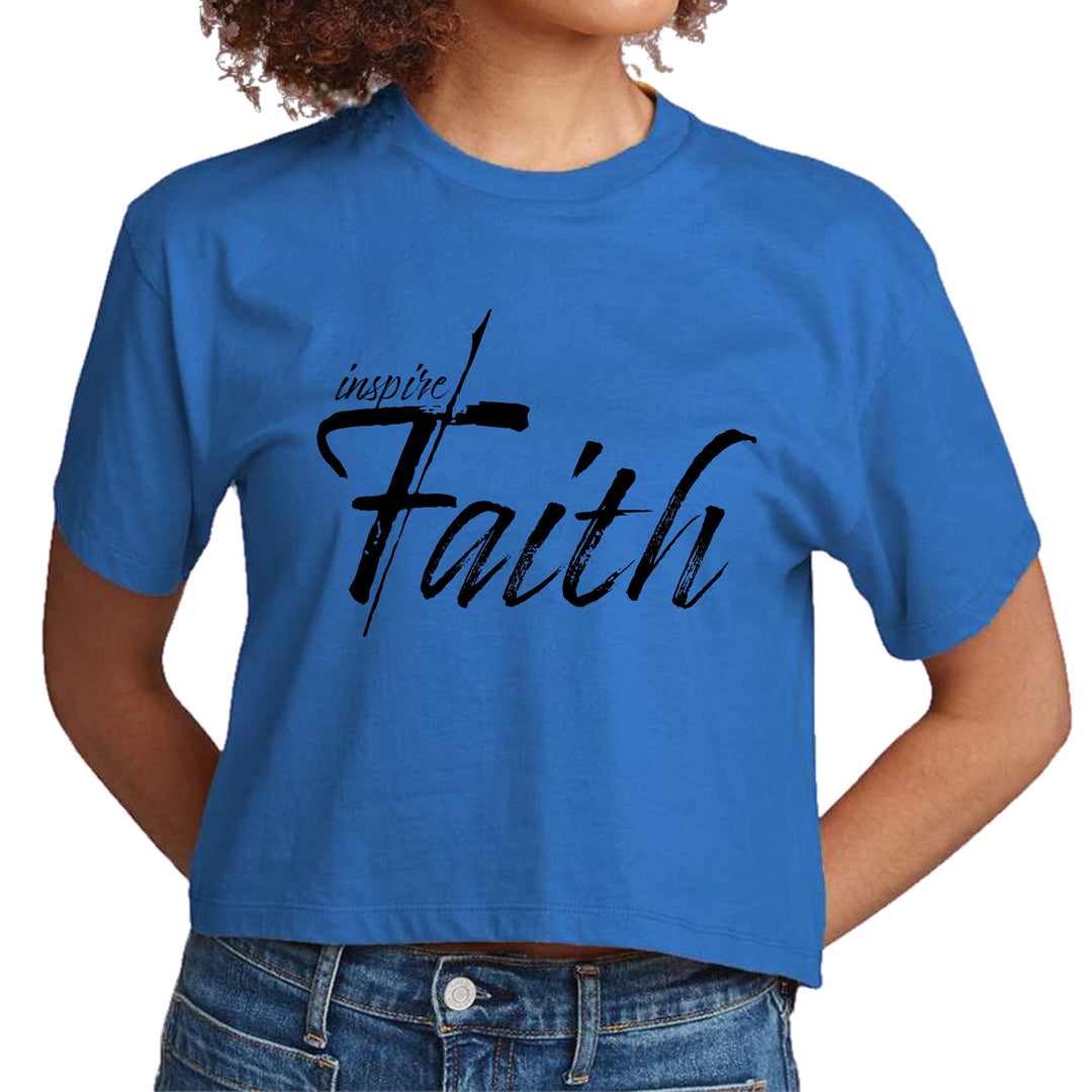 Womens Cropped Graphic T-shirt - Inspire Faith Black Print - Womens | T-Shirts