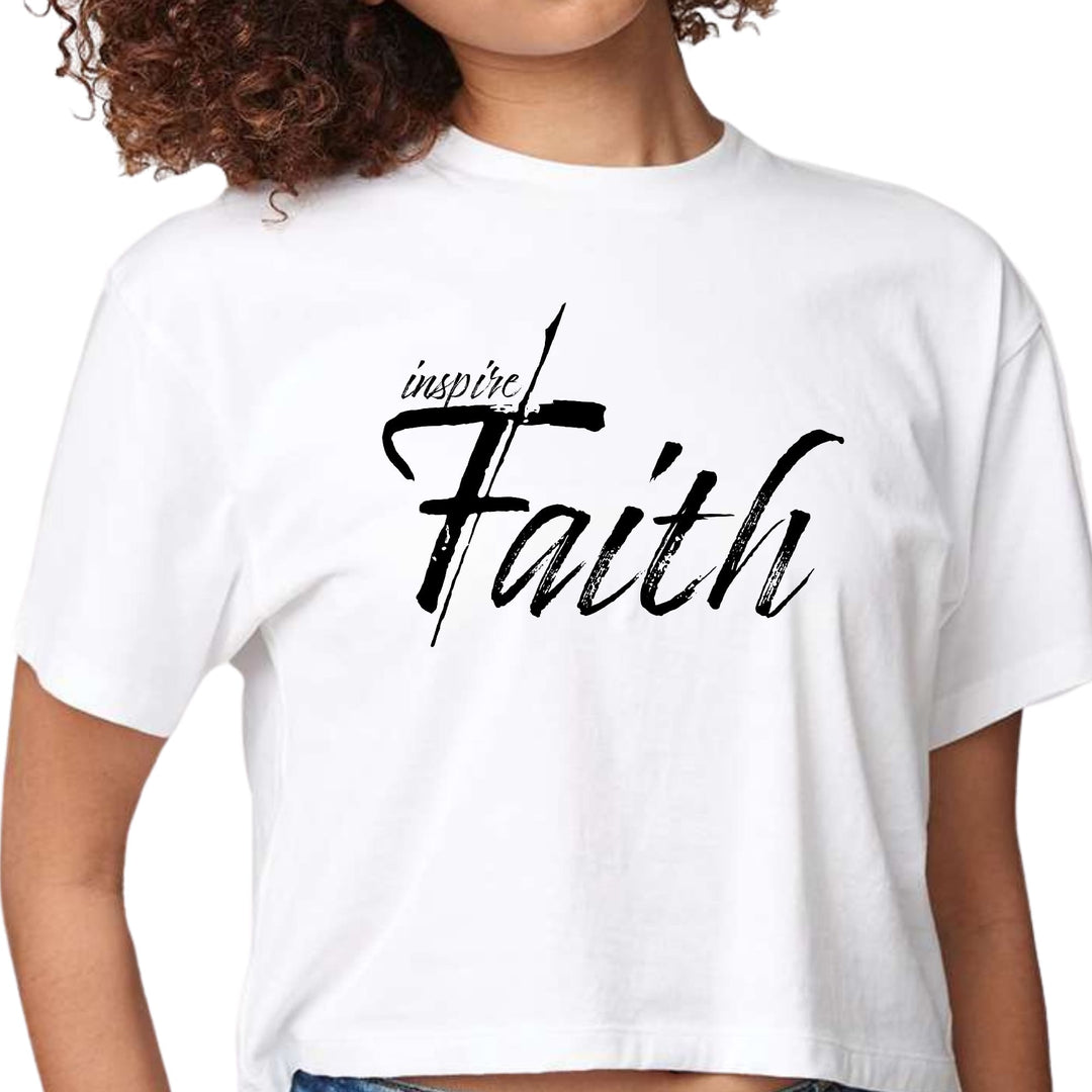 Womens Cropped Graphic T-shirt - Inspire Faith Black Print - Womens | T-Shirts