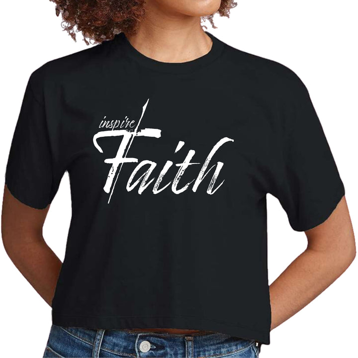 Womens Cropped Graphic T-shirt Inspire Faith White Print - Womens | T-Shirts