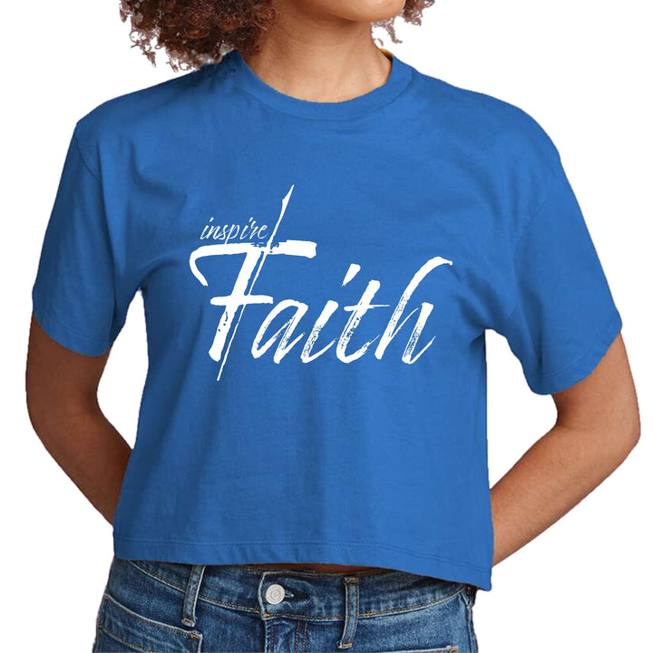 Womens Cropped Graphic T-shirt Inspire Faith White Print - Womens | T-Shirts