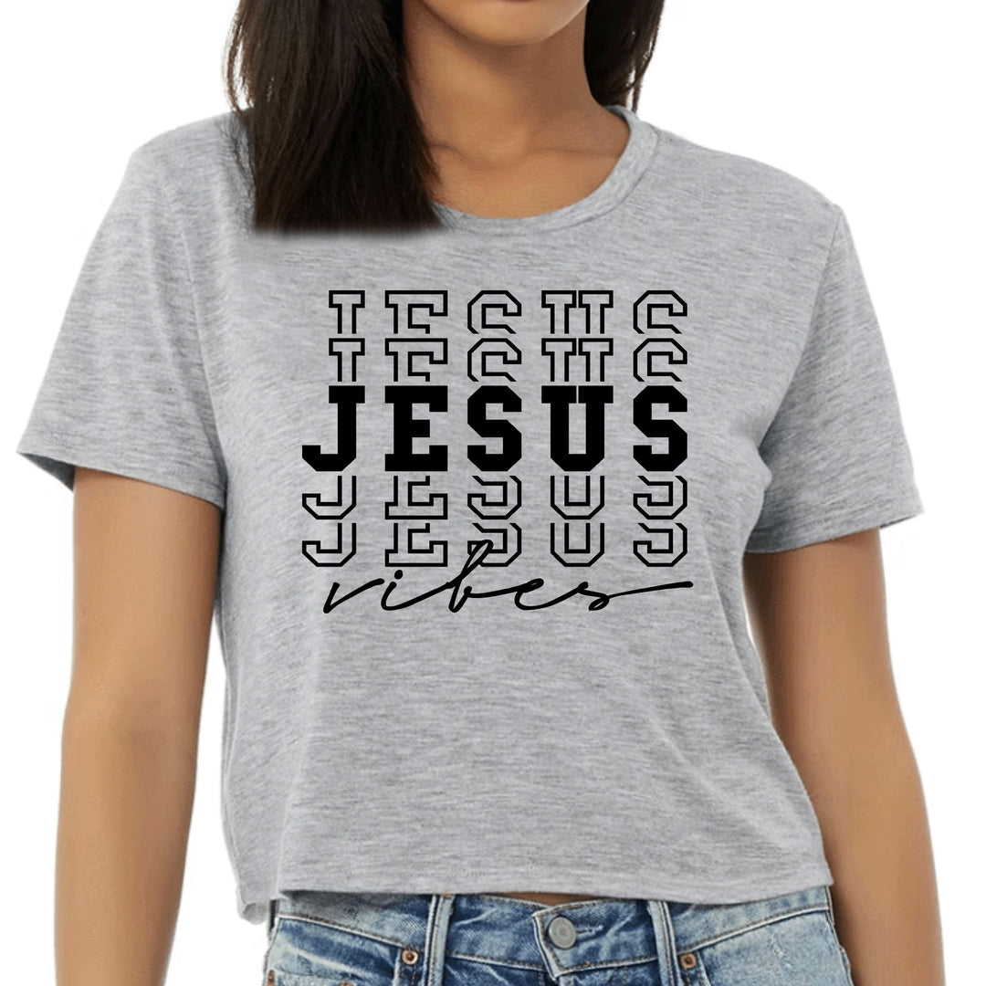 Womens Cropped Graphic T-shirt Jesus Vibes - Womens | T-Shirts | Cropped