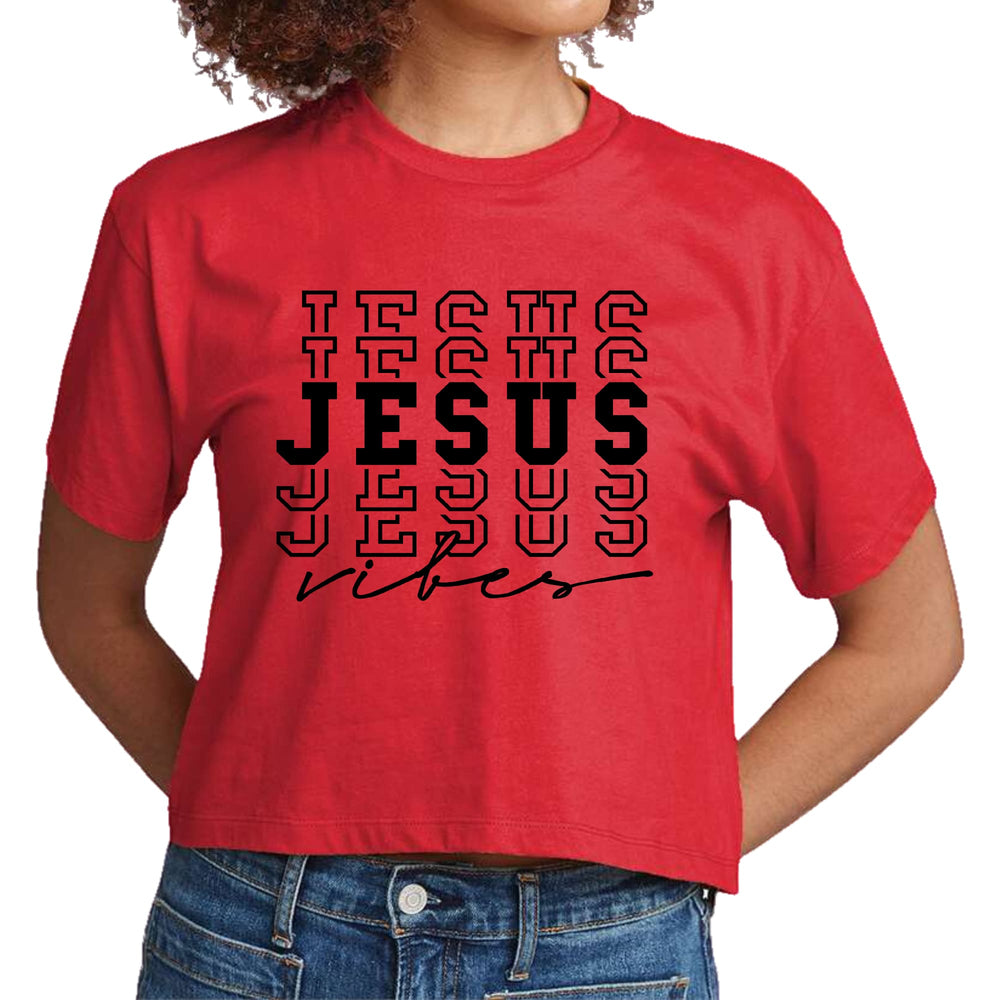 Womens Cropped Graphic T-shirt Jesus Vibes - Womens | T-Shirts | Cropped