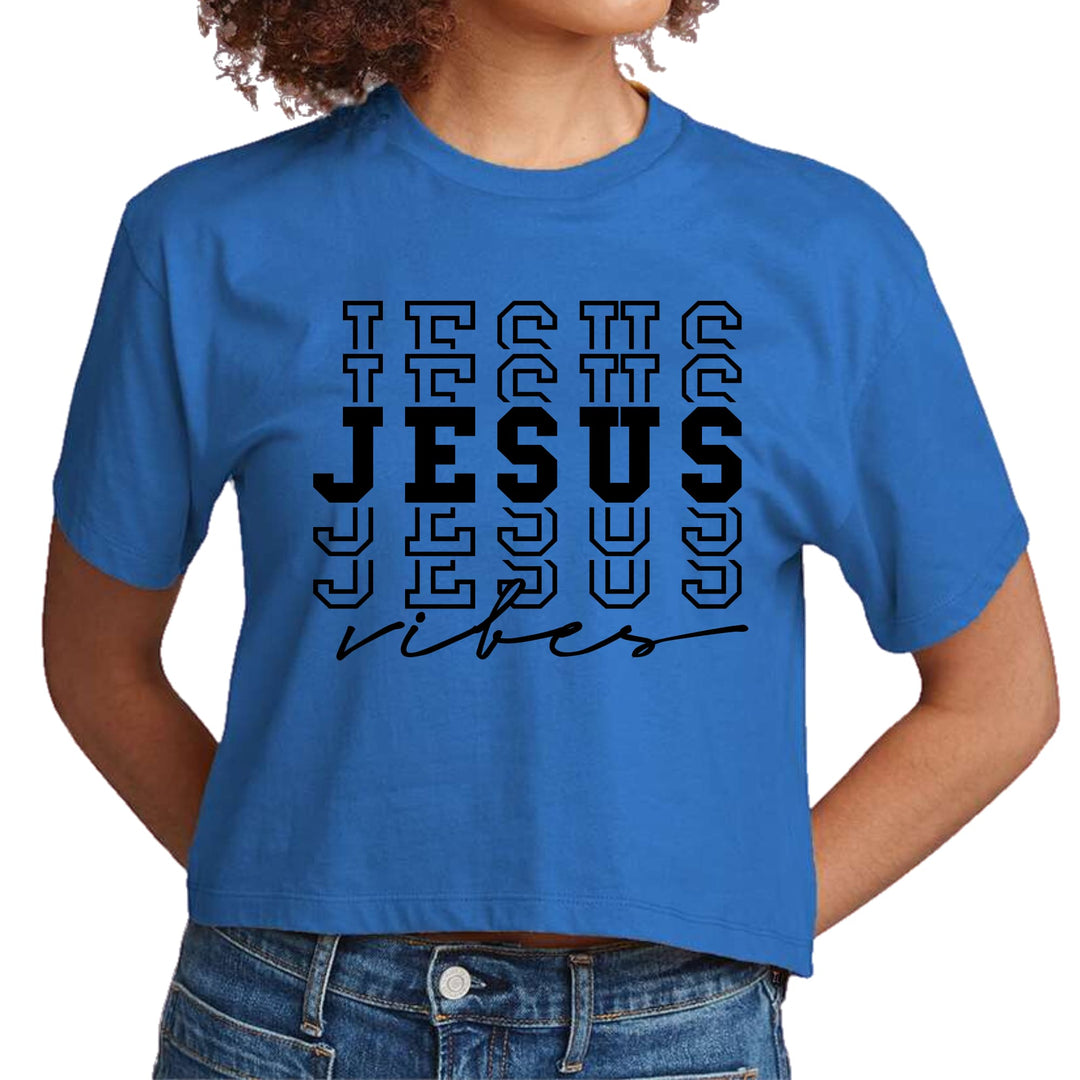 Womens Cropped Graphic T-shirt Jesus Vibes - Womens | T-Shirts | Cropped