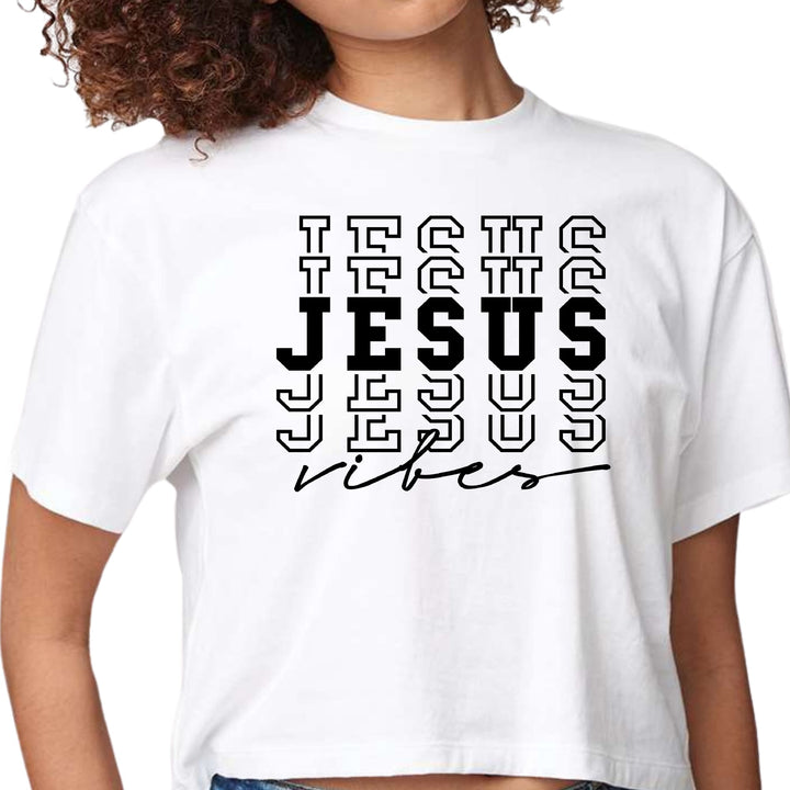 Womens Cropped Graphic T-shirt Jesus Vibes - Womens | T-Shirts | Cropped