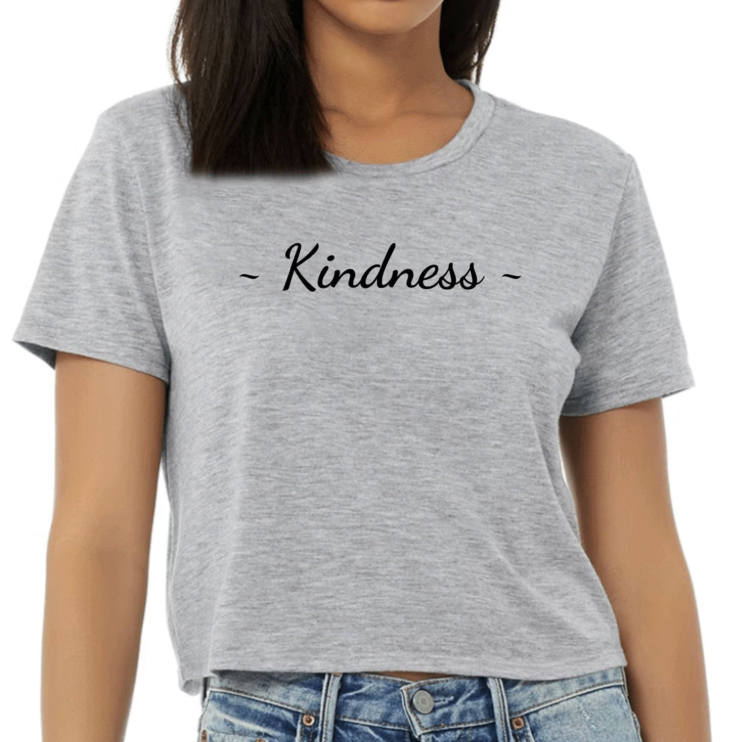 Womens Cropped Graphic T-shirt - Kindness Black Print - Womens/T-Shirts/Cropped