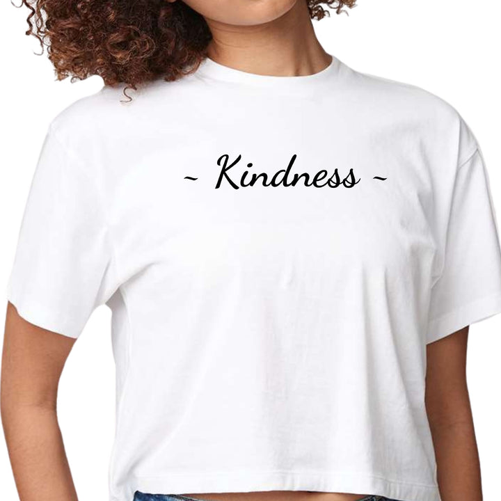 Womens Cropped Graphic T-shirt - Kindness Black Print - Womens/T-Shirts/Cropped