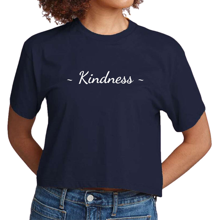 Womens Cropped Graphic T-shirt Kindness White Print - Womens | T-Shirts