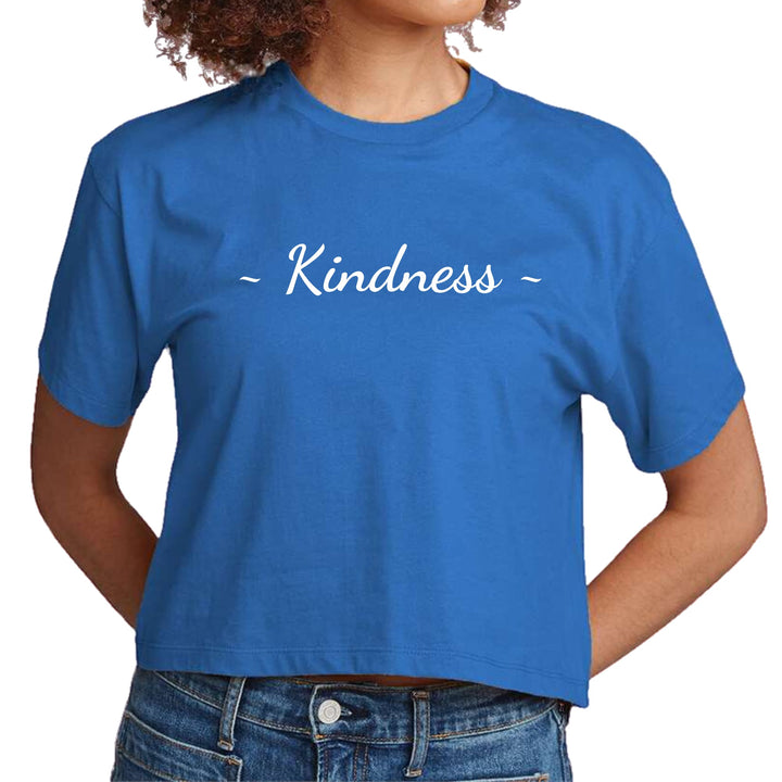 Womens Cropped Graphic T-shirt Kindness White Print - Womens | T-Shirts