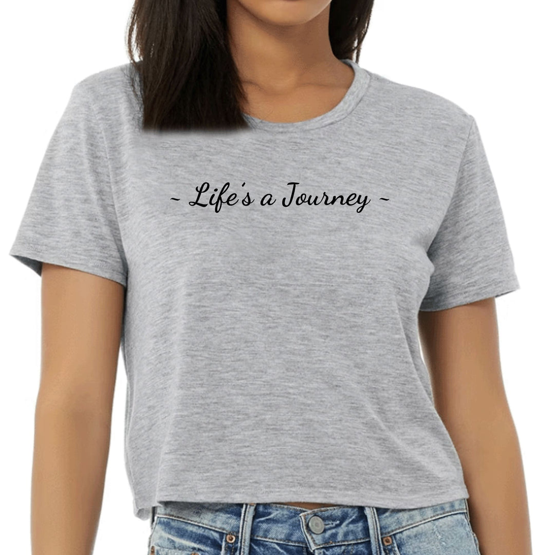 Womens Cropped Graphic T-shirt Life’s a Journey Black Print - Womens