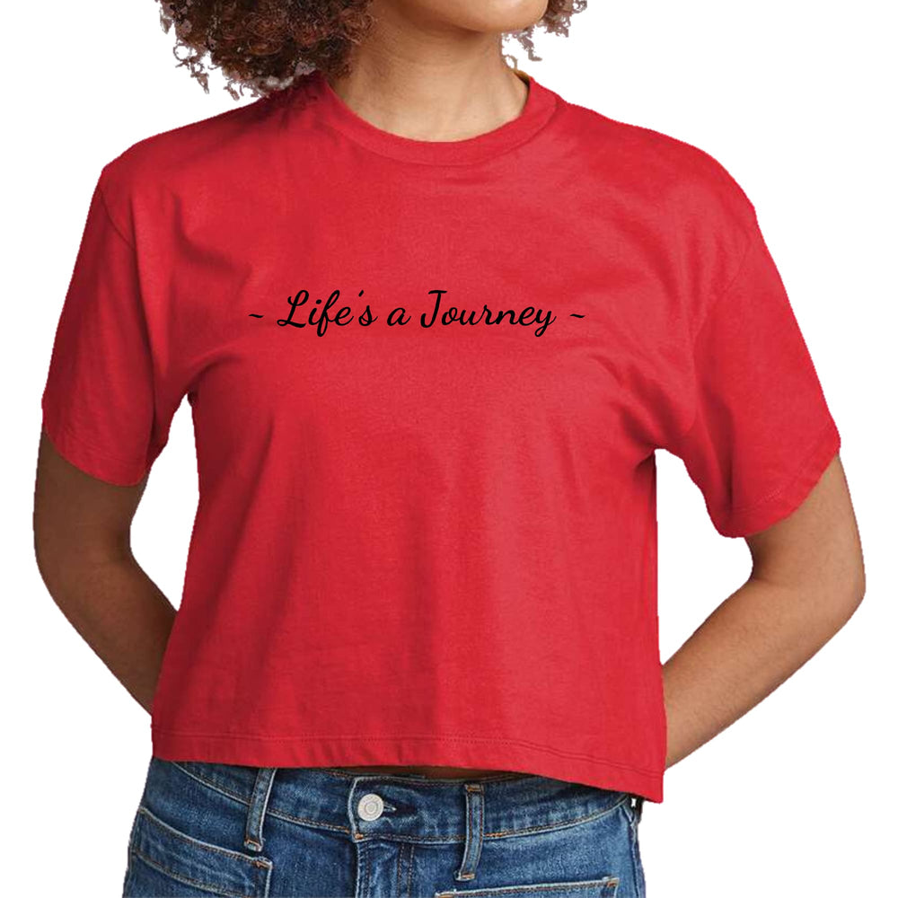 Womens Cropped Graphic T-shirt Life’s a Journey Black Print - Womens