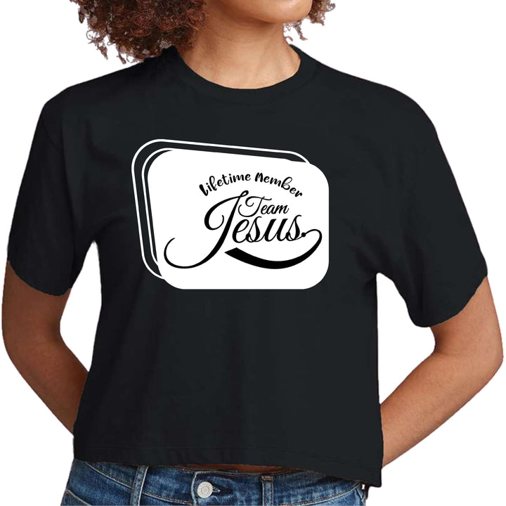 Womens Cropped Graphic T-shirt Lifetime Member Team Jesus - Womens | T-Shirts