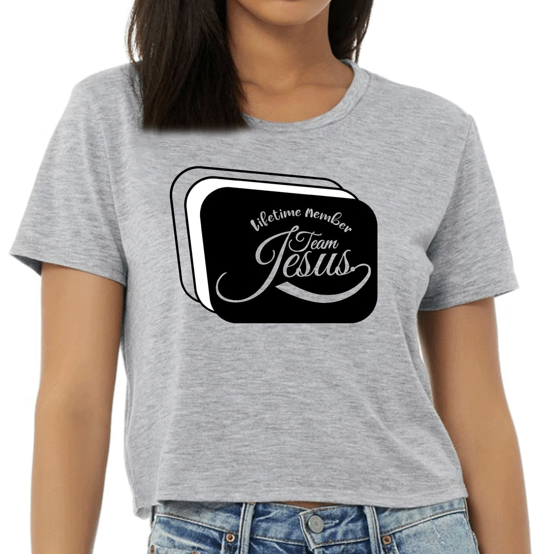 Womens Cropped Graphic T-shirt Lifetime Member Team Jesus - Womens | T-Shirts