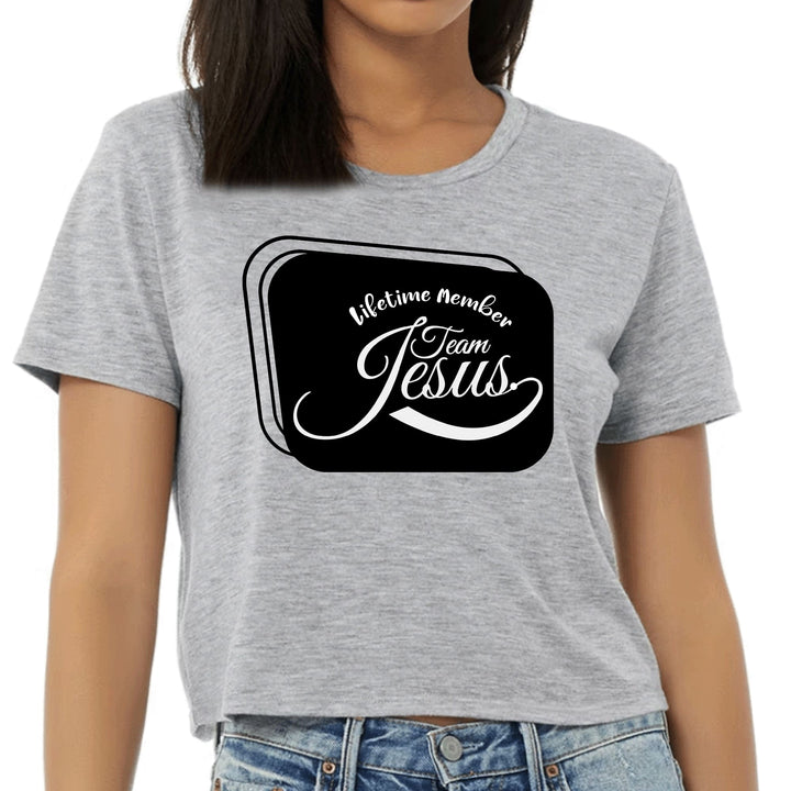 Womens Cropped Graphic T-shirt Lifetime Member Team Jesus - Womens | T-Shirts