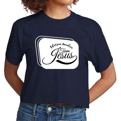 Womens Cropped Graphic T-shirt Lifetime Member Team Jesus - Womens | T-Shirts